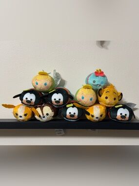 Disney Tsum Tsum Plush Lot 11 Goofy Lady Chip Tinker Bell Simba Scrump